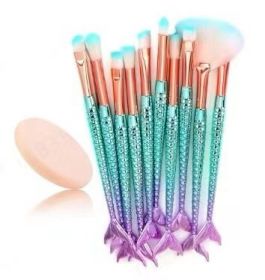 Gradient Mermaid Makeup Brush Set (Option: 10pieces with puff)