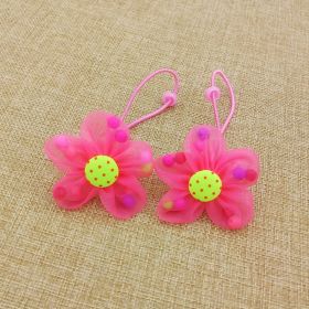 Chiffon Flower Beads Buckle Children's Head Ornaments Rubber Band Hair Ring (Option: Watermelon Red-YPJ 009-2pcs)