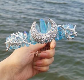 Natural Crystal Rainbow Crown Hair Band (Color: Blue)