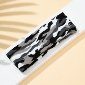 Elastic And Sweat-absorbing Panda Cows Pattern Sports Knitted Hair Band (Option: Black And White Camouflage)