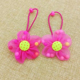 Chiffon Flower Beads Buckle Children's Head Ornaments Rubber Band Hair Ring (Option: Rose Red-YPJ 009-2pcs)