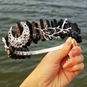 Natural Crystal Rainbow Crown Hair Band (Color: Black)