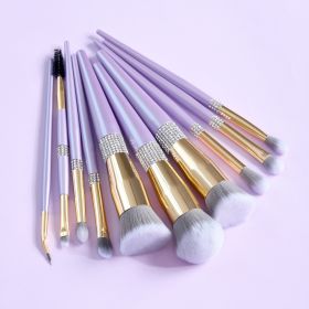 10 Lilac Purple Makeup Brush Set With Diamond (Option: 10 Pieces Opp Bag)