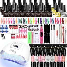 Nail Set Acrylic Nail Kit for Nail Extension Gel Nail Polish Set Quick Building Poly UV Gel Set With LED Nail Lamp Nail Tool Set (Type: LH12-04)