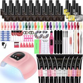 Nail Set Acrylic Nail Kit for Nail Extension Gel Nail Polish Set Quick Building Poly UV Gel Set With LED Nail Lamp Nail Tool Set (Type: LH12-01)