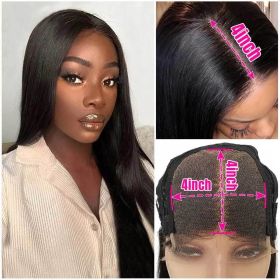 HD Human Hair waterwave 10 14 16 20 30 Inch Waterwave Curly Half Transparent Glueless 4*4 Frontal 4x4 Lace Front Closure Wig (Stretched Length: 14 Inches (353mm)(+$12.00))