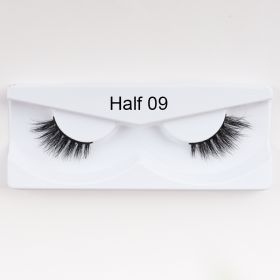 1Pair Mink Half Lashes Soft Thick Eye End Lengthening Faux Eyelashes Natural Long Handmade Eyelash Cross Curl 3D Lash For Makeup (Color: 009)