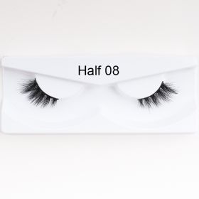 1Pair Mink Half Lashes Soft Thick Eye End Lengthening Faux Eyelashes Natural Long Handmade Eyelash Cross Curl 3D Lash For Makeup (Color: 008)