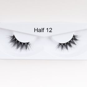 1Pair Mink Half Lashes Soft Thick Eye End Lengthening Faux Eyelashes Natural Long Handmade Eyelash Cross Curl 3D Lash For Makeup (Color: 012)