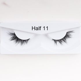 1Pair Mink Half Lashes Soft Thick Eye End Lengthening Faux Eyelashes Natural Long Handmade Eyelash Cross Curl 3D Lash For Makeup (Color: 011)