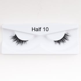 1Pair Mink Half Lashes Soft Thick Eye End Lengthening Faux Eyelashes Natural Long Handmade Eyelash Cross Curl 3D Lash For Makeup (Color: 010)