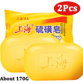 85/170G Shanghai Sulfur Soap For Skin Oil Control Facial Cleansing Eczema Pimple Mite Acne Remover Bath Healthy Clean Skin Care (Color: 2pcs Sulfur)