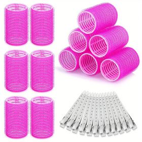 24pcs Jumbo Hair Curlers with Self-Grip Clips for Long, Medium, Short, Thick, and Thin Hair - Perfect for Bangs, Volume, and DIY Hair Dressing (size: 1.42inch*2.52inch/24pcs)