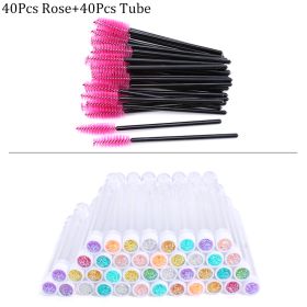 Reusable Eyebrow Brush Tube Disposable Eyelash Brush Eyebrow Brush Replaceable Dust-proof Sparkling Broken Diamond Makeup Brush (Color: 40pcs)