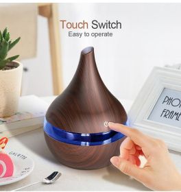 EQS - LED Essential Oil Diffuser (Product specification: USB, Color: Deep wood grain)