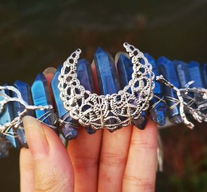 Natural Crystal Rainbow Crown Hair Band (Color: Dark Blue)