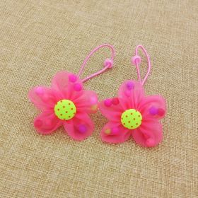 Chiffon Flower Beads Buckle Children's Head Ornaments Rubber Band Hair Ring (Option: Watermelon Red-YPJ 009-1pcs)